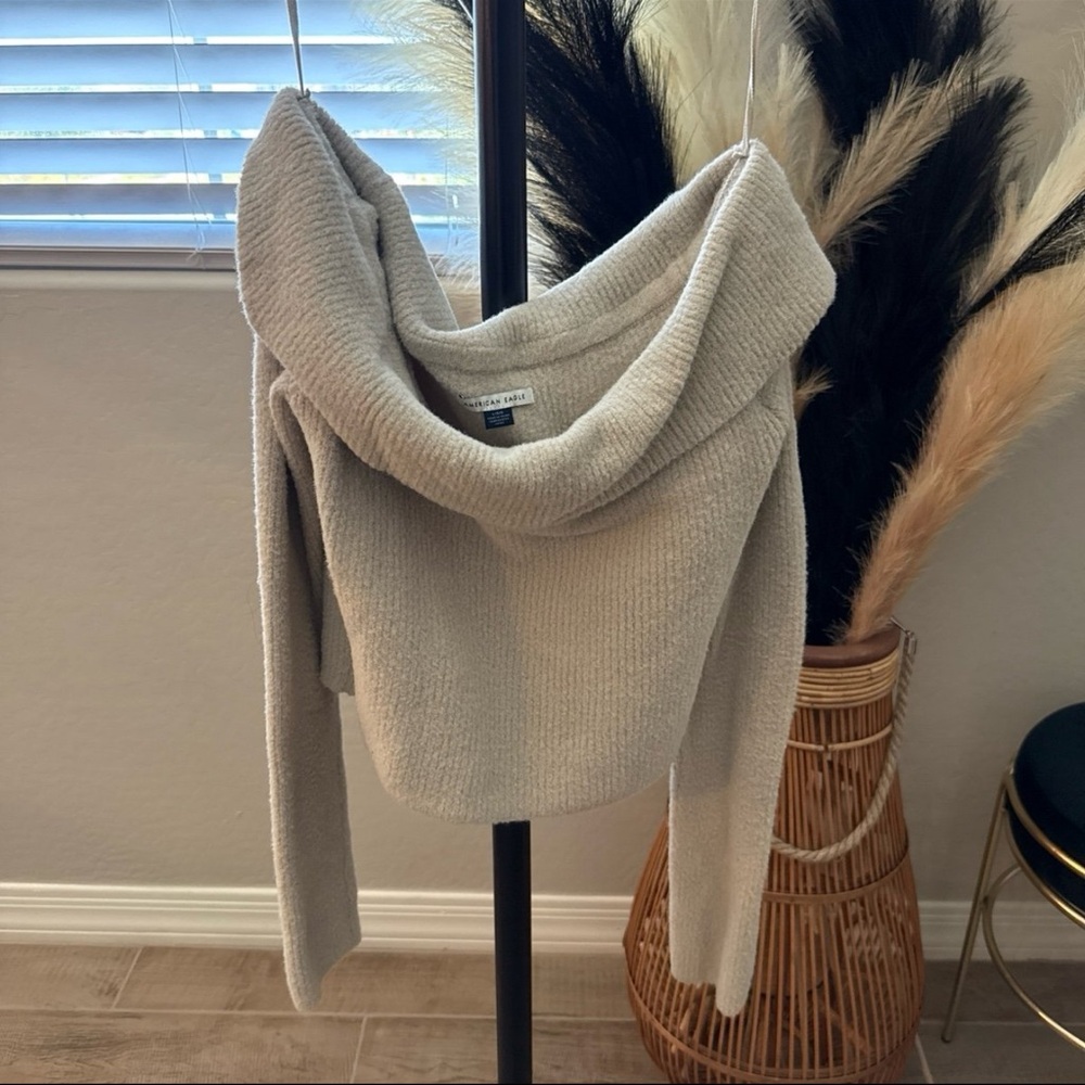 Cozy American Eagle Off Shoulder Sweater